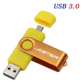 USB ФЛЕШКА НА 30 ГБ ЖЕЛТАЯ С OTG