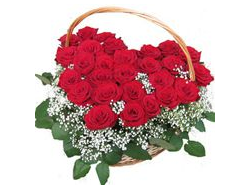 Сердце корзина с красными розами