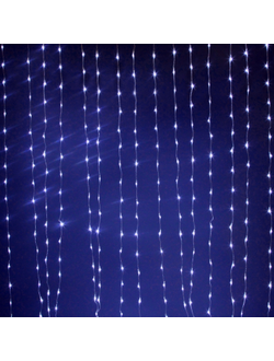 Световой занавес Водопад, 300 светодиодов, 1.5х2.2 м, с эффектом стекания, синий