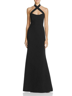 Черное вечернее силуэтное платье с перекрестным обхватом вокруг шеи Jill Stuart прокат Уфа