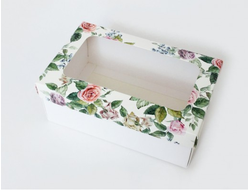 Коробка подарочная ВЫСОКАЯ 2П-В с ОКНОМ (18*11* выс 7 см), светлые розы