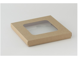 Коробка на 10 печений с окном (24*24*3 см), Крафт
