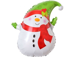 Фольгированный шар"Снеговик в зеленом колпаке"