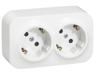 Розеточный блок 2X2К+З, с заземлением, 16А Legrand Quteo (Белый) АРТИКУЛ: 782213