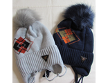 шапка зима с ромбом,  синтепон утепление подклад хлопок ОГ52-54,