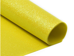 Глиттерный фоамиран, желтый, 50*50 см, толщина 2 мм