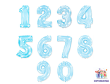 Цифра нежно- голубая  102 см (0,1,2,3,4,5,6,7,8,9) ( шар + гелий + лента ) Б