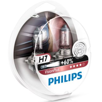 Лампа галогенная Philips H7 VisionPlus 55W PX26d 2 шт.