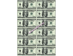 Вафельная картинка &quot;Деньги&quot; №6 , А4 (12 купюр долларов)
