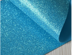 Глиттерный фоамиран, синий с перламутром, 50*50 см, толщина 2 мм