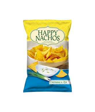 Чипсы кукурузные начос &quot;Happy Nachos&quot; со вкусом сметаны и лука 150 гр.