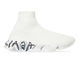 Balenciaga WOMEN'S SPEED 2.0 GRAFFITI RECYCLED KNIT TRAINERS IN WHITE белые женские