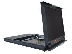 Выдвижная LCD KVM консоль с монитором Kinan 19&quot;, Dual Rail, PS/2, USB, Клавиатура Ultra-Slim, Тачпад, TFT-дисплей, 1 порт, разрешение до 1280x1024 75Hz, локальная (без удаленного доступа через интернет) (DL1901)