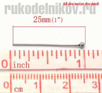 пин(штифт) с шариком 25x0.7 мм, материал-нержавеющая сталь, 5 шт/уп