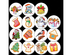 Вафельные визитки Круглые "Новый Год", 4.5 см, 10 шт