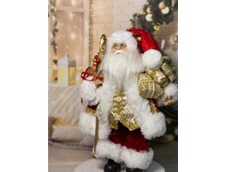 Дед Мороз в красном полушубке с подарками 30см