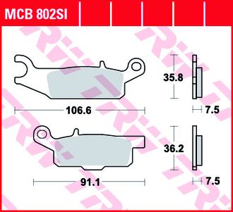 Тормозные колодки передние правые TRW MCB802SI (FA444) для квадроциклов Yamaha Grizzly 550/700 (3B4-W0045-10)