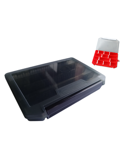 Коробка 20х14х3см (4отделений /10разделителей), цвет серый