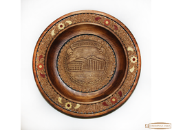 Тарелка деревянная с декором из бересты "Оперный Театр"