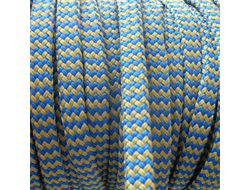Плоский шнур с оплёткой Kewlar — Pes HT, цвет синий — жёлтый, диаметр 10 мм