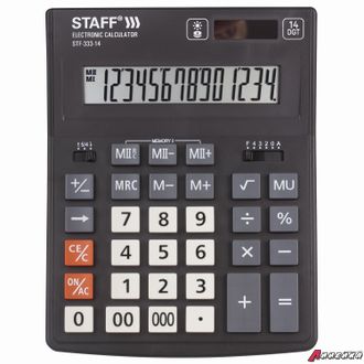Калькулятор настольный STAFF PLUS STF-333 (200×154 мм), 14 разрядов, двойное питание. 250416