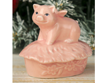 Шкатулка керамика &quot;Розовая свинка с крыльями&quot; 7,7х8,2х6,5 см