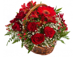 Корзина с розами и Герберами С Любовью