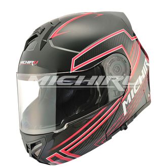 Шлем (модуляр) MICHIRU MF 120 Tron Red,черный (Размер XL)