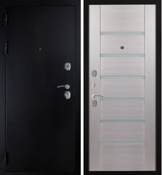 Входная металлическая дверь модель Дива МД 05 черный шелк\лиственница белая-вставки