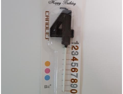 Свеча в торт на шпажке, ЧЕРНАЯ, цифра 4