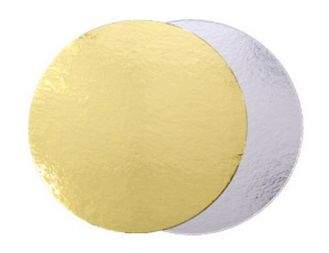 Подложка 16 см золото /серебро картонная круглая (толщина 0,8 мм)