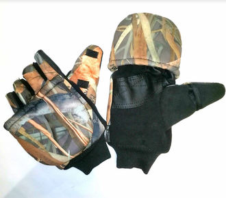 Перчатки рукавицы с обрезанными пальцами камуфляж (мембрана) на липучке