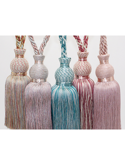 Золоченая декоративная кисть для портьер с лентами, много цветов в наличии на складе. Доставка