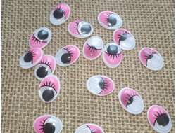 Глазки клеевые, размер 12*16 мм, цвет розовый, цена за 1 пару