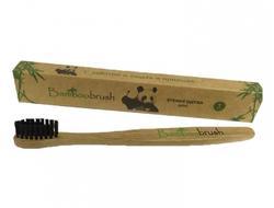 Зубная щетка Bamboobrush mini из бамбука, щетина с угольным напылением (мягкая) бамбубраш