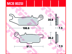Тормозные колодки передние правые TRW MCB802SI (FA444) для квадроциклов Yamaha Grizzly 550/700 (3B4-W0045-10)