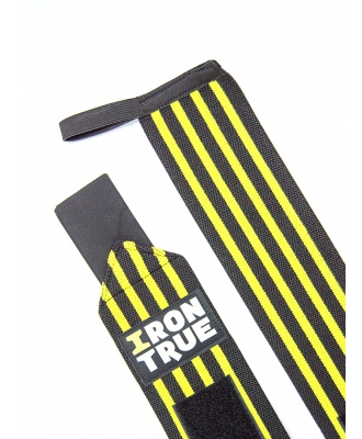 (IronTrue) Бинт кистевой - (50 cm) - (черный-желтый)