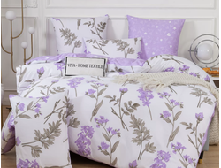 Комплект постельного белья Делюкс Сатин рисунок Цветы сирени L452 (1.5 спальное, 2 спальное, Евро)