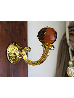 Настенный металлический держатель гардин с кристаллом. Простая установка на саморезы. Опт