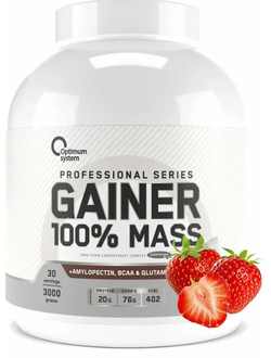 100% Mass Gainer (3 кг.) Optimum system. Клубника