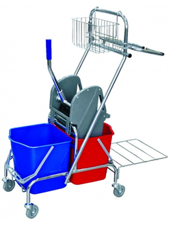 Тележка уборочная двухведёрная 2*17 л рама метал отжим+корзина Н0209