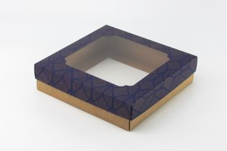 Коробка подарочная С ОКНОМ 20*20* высота 5 см, Бронзовый орнамент