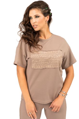Женская блуза  с коротким рукавом  Арт. 5516  (цвет мокко светлый)   Размеры 48-64