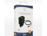 СЗУ UHS22M Ubik 2.1A 2USB Встроеный кабель Micro