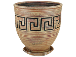 Бежевый стильный керамический горшок для комнатных цветов диаметр 35 см в античном (греческом) стиле