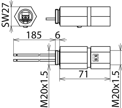 929960	УЗИП Type 2 DEHNpipe DPI MD EX 24 M 2 для искробезопасных цепей, резьба М20х1,5