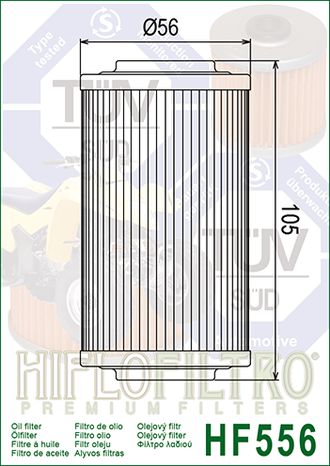 Масляный фильтр HIFLO FILTRO HF556 для BRP Can-Am Quest, Traxer // LYNX/Ski-Doo Rotax V-1000/V-1300 //Sea-Doo (420956740, 420956741, 711956740)