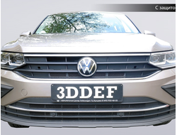 Защита радиатора (3DDEF сотовая) для Volkswagen Tiguan II (2020-н.в.) (верх+низ)