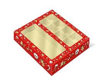 Коробка с обечайкой с окном 8 конфет и плитка шоколада, Сладкий праздник
