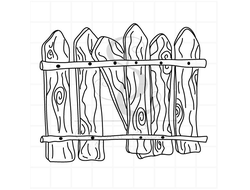 Штамп забор штакетник с оторванной доской
